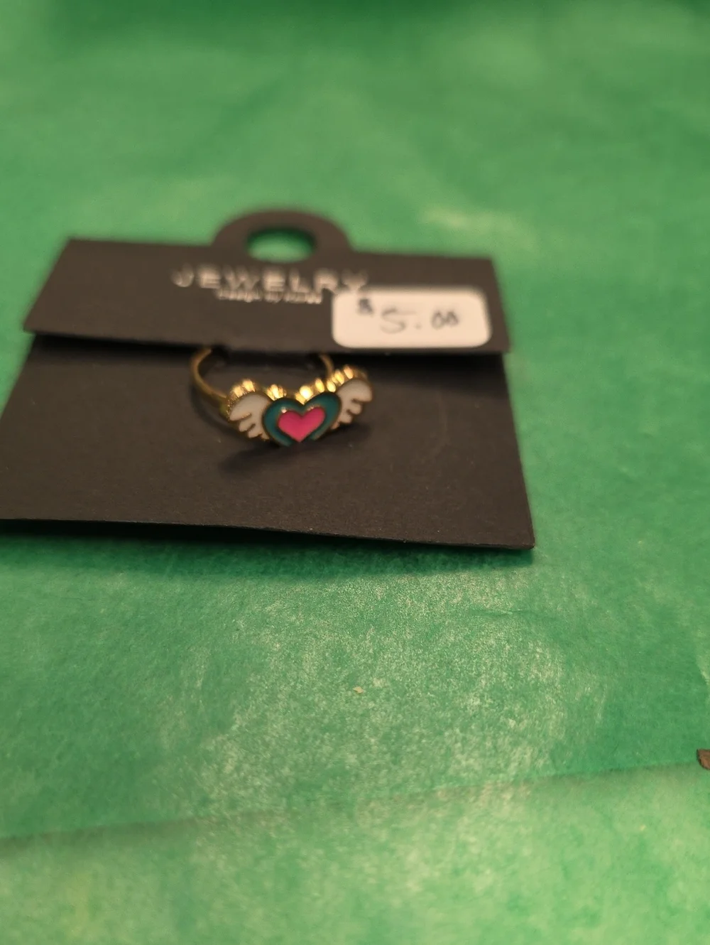 Heart Wing Enamel Ring in Pink and White - Brand